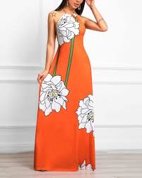 Hot Summer Halter Pleated Casual Maxi Dress Maxi Dress Floral Print Maxi Dress Halter Maxi Dresses