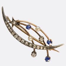 Victorian Celestial Shooting Star & Crescent Moon Brooch – Butter Lane  Antiques