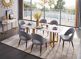 Freya chairs complement the white marble dining table with faux leather upholstery, diamond stitching and sturdy dark gloss legs. 152 Marble Dining Table Hallway Console Tables And Mirrors Wallunits