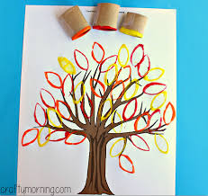 Toilet Paper Roll Leaf Stamping Fall Tree Craft Crafty Morning Preschool Crafts Crafts Fall Crafts
