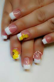 Sunflower Nails French Acrylic Nails Sunflower Nails Nail Designs