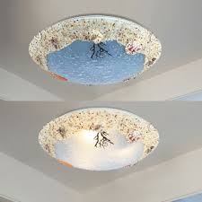 Seashell 3 Light Flush Ceiling Light Mediterranean Children Room Blue Glass Flushmount Flush Ceiling Lights Ceiling Lights Small Pendant Lights