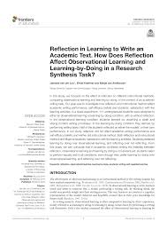 Pdf Reflection In Learning To Write An Academic Text How Does Reflection Affect Observational Learning And Learning By Doing In A Research Synthesis Task