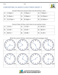 24 Hour Clock Conversion Worksheets