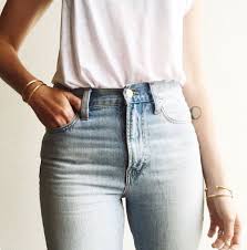 Denim Jeans With White T Shirt Tucked In Fashion Clothes Style