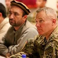 Paktya Provincial Gov. Juma Khan Hamdard (right), speaks