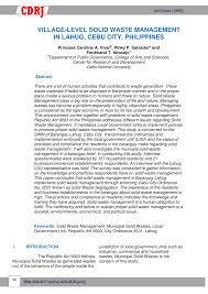 The larger the sample, the more precise your results after identifying your research limitations, it's time to explain the nature of the limitations and how it potentially impacted your study. Pdf Village Level Solid Waste Management In Lahug Cebu City Philippines