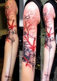 Black And Red Arm Sleeve Tattoos 60 Cool Sleeve Tattoo Designs Cuded Best Sleeve Tattoos Abstract Tattoo Designs Tattoos