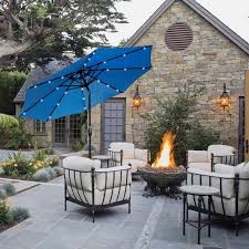 Abble Solar Led Lighted Patio 9 Market Umbrella Walmart Com Patio Market Umbrella Outdoor Patio Umbrellas