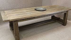 Modern shape combined with rustic nature of the wood, makes this table look fabulous in any farmhouse dining table with reclaimed wood top and bench, made to measure in any size, shabby chic farrow & ball painted 6 or 8 seater. Reclaimed Oak Table A Chunky Substantial Table Made With Used Timber