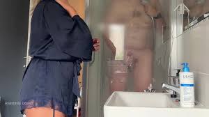 My stepmom came into the bathroom when my boyfriend was talking shower. He  decided to jerk to her. - XNXX.COM