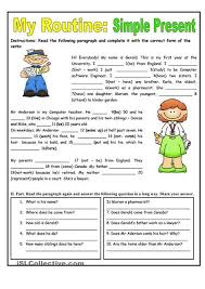 My Routine Simple Present Tense Worksheet Kindergarten Level Simple Present Tense Simple Present Tense Worksheets English Lessons
