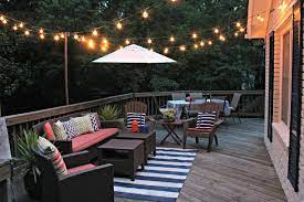 Make sure your string lights are attached to an extension cord or they're close to an outlet before you begin installing. Southern State Of Mind Lights Backyard Lighting Backyard Decor Deck Decorating