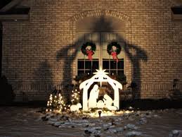 How Beautiful Is The Shadow On This House From The Outdoor Nativity Scene Outdoor Nativity Christmas Yard Art Outside Christmas Decorations
