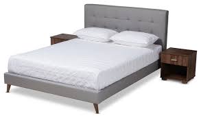 Simple and elegant, the houchins upholstered bed with storage will make a lasting impression in your room. Blake Light Gray Fabric Upholstered Full Platform Bed With Two Nightstands Midcentury Bedroom Furniture Sets By Baxton Studio Houzz