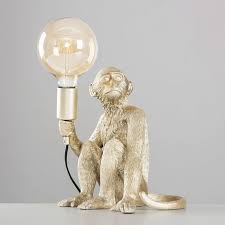 George Monkey Table Lamp In Champagne Silver In 2020 Table Lamp Animal Lamp Lamp