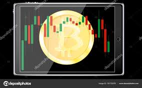 realistic smart tablet computer bitcoin coin crypto currency