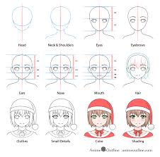 But to draw female anime clothes a little more difficult. How To Draw Anime Christmas Santa Hat Girl Animeoutline