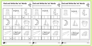 Ou and ow circle and fill worksheets : Letters And Sounds Oa Words Differentiated Worksheets