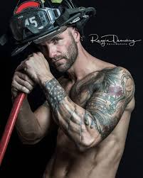 The Calm Before The Storm Rplusmphoto Firefighter Ax Ink Model Covershoot Photoshoot Edit Tattoo Sleeve Men Fire Fighter Tattoos Firefighter Tattoo