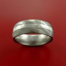 Damascus Steel Ring And Platinum Inlay Wedding Band Etsy Damascus Steel Ring Damascus Ring Damascus Steel