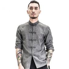 Traditional Chinese Clothing Men Shirts Fashion Trends Long Sleeve Chinese Style Men Shirt Style Mens Outfits Mens Fashion Suits Casual
