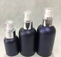 Empty Glass Round-Shape Bottle with Lotion Pump Cream Essence Bottle  Cosmetic Packaging