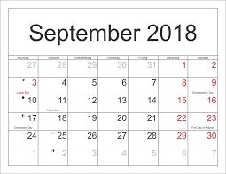 September 2018 Calendar Moon Phases