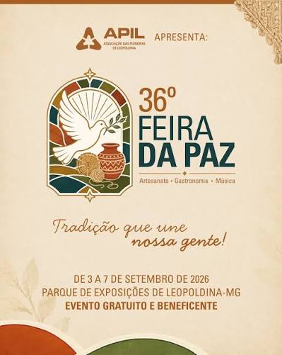 Leopoldina já pode entrar na contagem regressiva! ✨ A 36ª Feira da Paz está  chegando para transformar o Parque de Exposições em um grande encontro de  cultura, sabores, música, artesanato e diversão