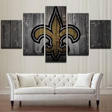 New Orleans Saints Football Barnwood Style Framed Canvas Five Piece Wall Art Home Decor Interior Design 5 Pc For Him For Her Football Canvas Barn Wood Bedroom Wall Art