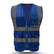 Our collection of blue safety vests also includes more deluxe styles like the blue public service vests, and the incident command safety vests. X Large Blue Safety Vest Reflective With Pockets And Zipper High Visibility Reflective Stripes Multi Pocket Hi Vis Mesh Vest For Men And Woman Xl Blue Buy Online In Botswana At Botswana Desertcart Com Productid 88102316