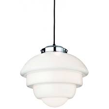 Ua0619 hl bon marché pendant 14ø : Firstlight Art Deco Pendant Chrome With Opal White Glass Ideas4lighting