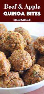 Beef Apple And Quinoa Balls Little Grazers Recipes Recipe Quinoa Balls Baby Food Recipes Quinoa Bites