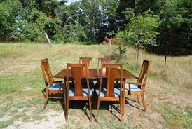 Vintage Mid Century Modern Walnut Table Chairs Dining Set Consolidated Furn Walnut Table Mid Century Modern Dining Set Dining Set