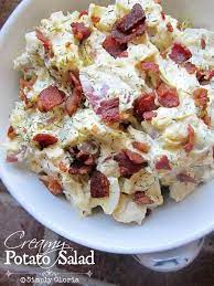 Creamy Potato Salad With Bacon Simply Gloria Recipe Bacon Potato Salad Creamy Potato Salad Bacon Recipes