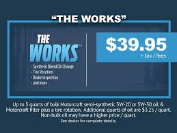 Taxes and diesel vehicles extra. The Works Synthetic Blend Oil Change And More