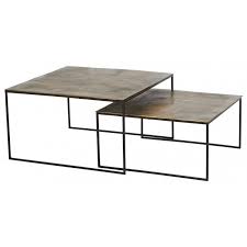 Table basse gigogne carrée noire. Set 2 Tables Basses Gigogne Ibiza Athezza Consoles Modulables Forme Carree Acier Noir Fonte D Aluminium Laiton 46x80x80cm L Heritier Du Temps