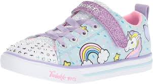Amazon Com Skechers Kids Girls Sparkle Lite Unicorn Craze Sneaker Light Blue Multi 11 Medium Us Little Kid Sneaker Skechers Kids Skechers Light Up Shoes