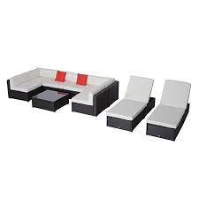 Outsunny 9 Piece Outdoor Patio Pe Rattan Wicker Sofa Sectional Furniture Set Wicker Sofa Garden Sofa Sectional Furniture