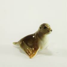 Vintage Tiny Porcelain Seal Miniature Collectible Arctic Animal Figurines Ceramic Figurines Porcelain Animal