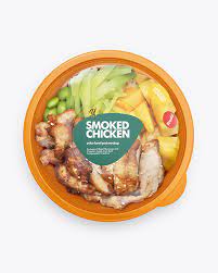 Download Chicken Poke Plastic Bowl Mockup In Cup Bowl Mockups On Yellow Images Object Mockups