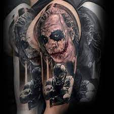 The joker negative space sleeve arm tattoo credits: Top 91 Best Joker Tattoo Ideas 2021 Inspiration Guide