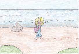 Start your drawing by sketching a pair of the soles of a human's feet. Christ The Footprints In The Sand Drawing By Uskius On Deviantart