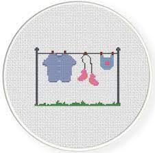 On this page, you'll find free cross stitch patterns for baby; Baby Clothes Cross Stitch Pattern Daily Cross Stitch
