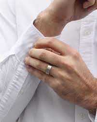 The Vale Men S Band Features Twin High Polish Metal Indents And Satin Finish Gold Diamond Wedding Rings Unique Engagement Rings Black Diamond Ring Engagement