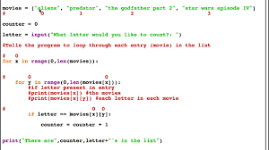 The way suggested works fine for a single letter but i feel it has its limitations searching for longer strings. Find And Count Letters From A List Or Array Python Youtube