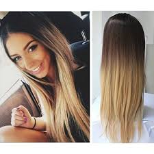 Shop millions of handmade and vintage items on the world's most imaginative marketplace. Ladies 3 4 Wig Fall Clip In Hair Piece Extensions Ombre Dip Dye Straight Dark Brown To Sandy Blonde On Onbuy