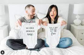 Christmas twins pregnancy announcement, digital social media pregnancy announcement, editable template, gender neutral letter board. 21 Twin Pregnancy Announcements For Double The Fun
