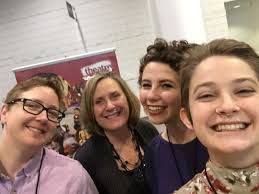 Professors Rachel Kinsman Steck and Susan Coromel and sophomores Kaela  Roeder and Dawn-Hunter Strobel are hard at work recruiting in Denver!