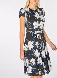 Billie Blossom Black Viscose Bloom Skater Dress Dresses Skater Dress Pretty Dresses